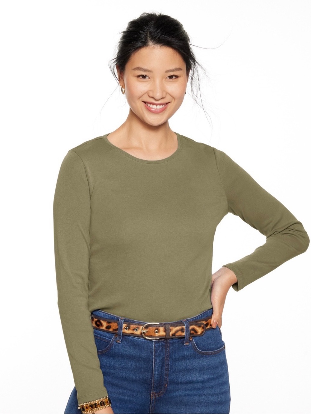 NWT...Talbots Pima Cotton Long Sleeve Crewneck Tee Size XL